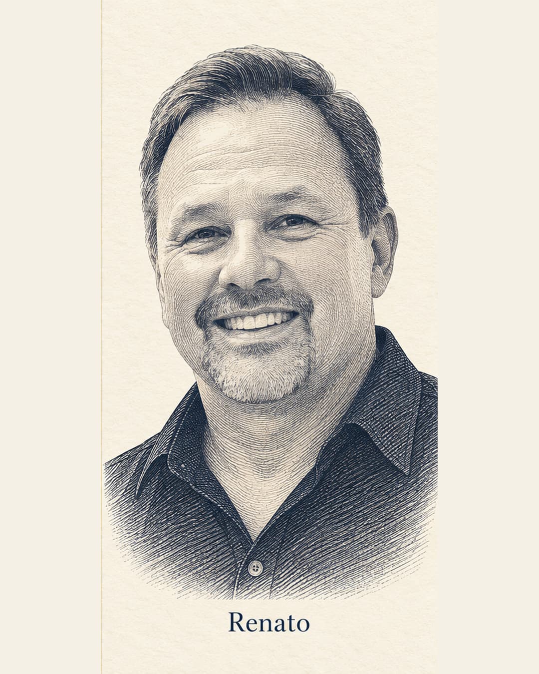 AI illustration of Renato based on owner-provided reference portraits